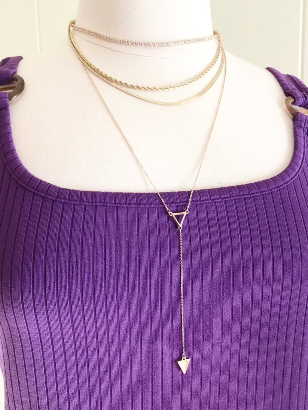 Retro 14kt Gold Plated Lariat Necklace
